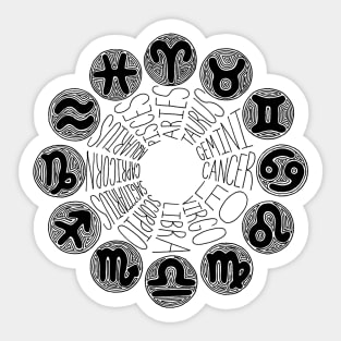 Zodiac Signs (Black) Sticker